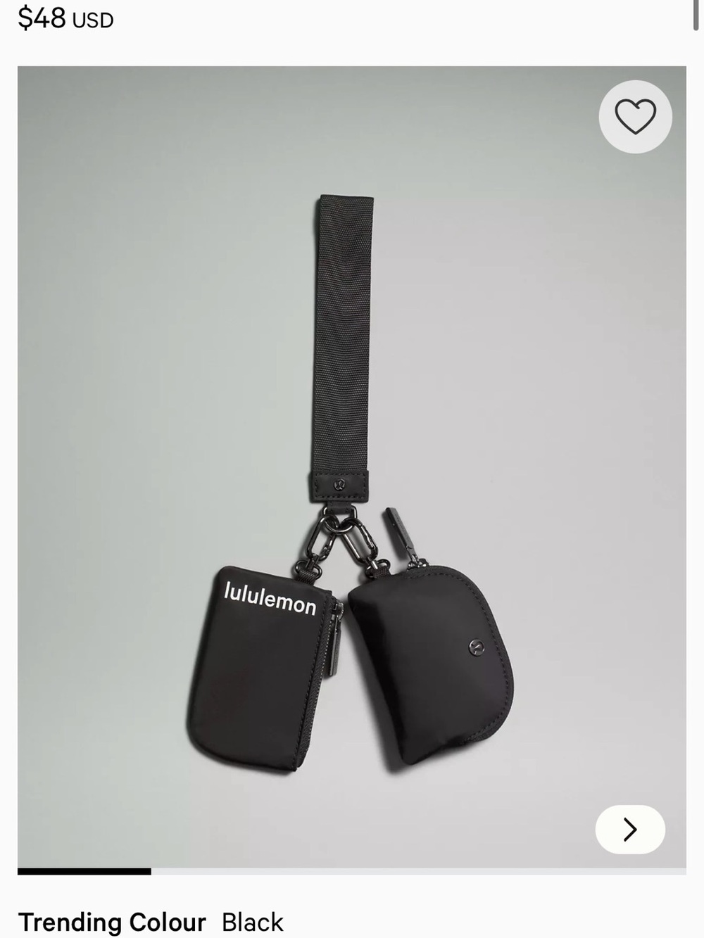 lululemon athletica Black Key & Card Pouch Strap